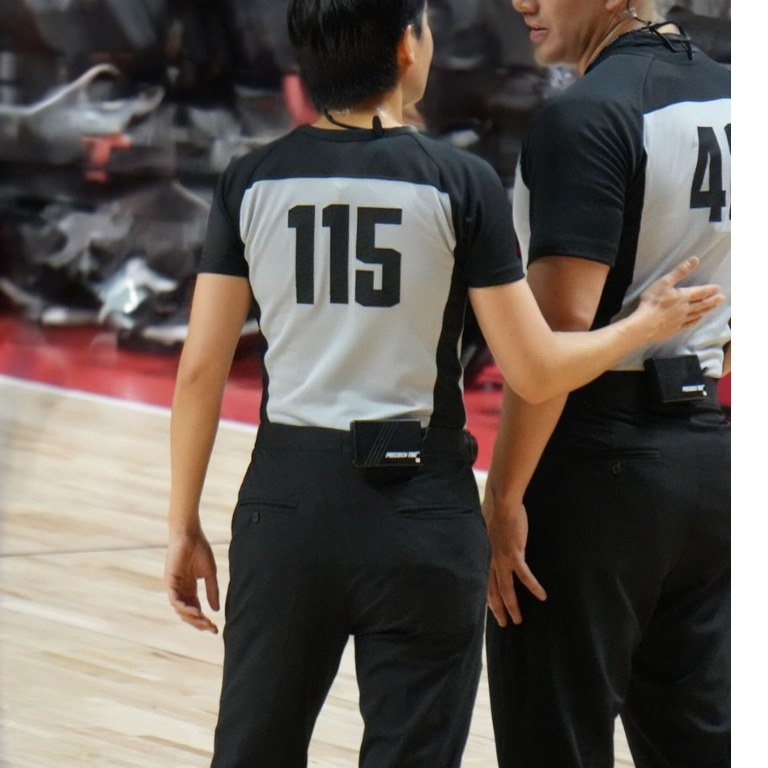 female and male refs wear Precision Time belts